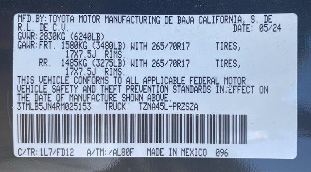 2024 Toyota Tacoma 4WD 4WD TRD Off Road Double Cab 5' Bed AT (Natl)