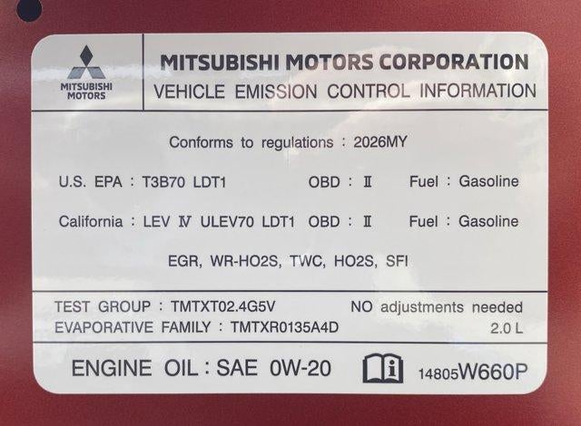 2026 Mitsubishi Outlander Sport Railliart 2.0 AWC