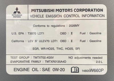 2026 Mitsubishi Outlander Sport Railliart 2.0 AWC