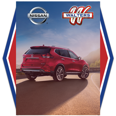 Red Nissan SUV by the sea Walters dealership