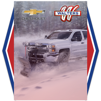 Chevrolet truck plowing snow Walters dealership